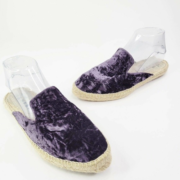 Manebi Hamptons Purple Espadrille Slip-On Mules Flats Womens 7 Crushed Velvet - Picture 1 of 9